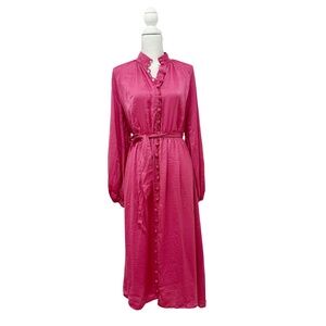 Magenta Dress Flowy Long Sleeve Dress